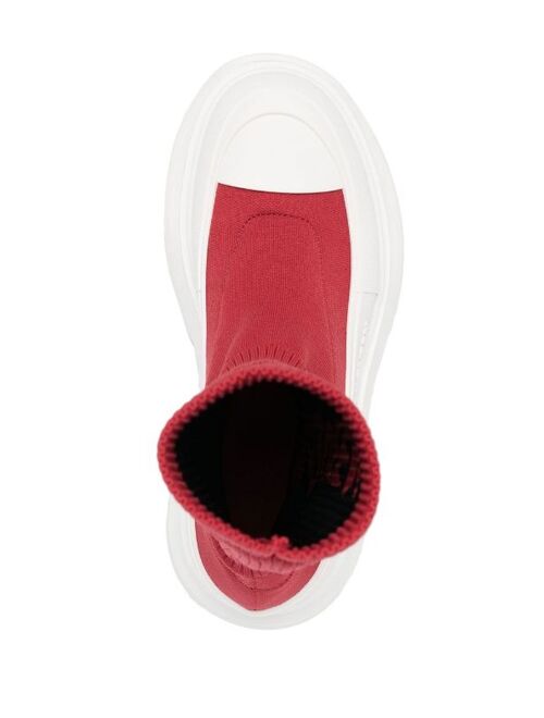 Alexander McQueen sock-style logo-print boots