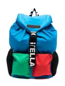 Kids colour-block buckle-fastening backpack