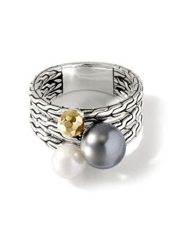Classic Chain gold-plated pearl ring