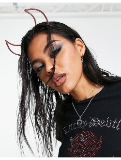 Halloween headband with crystal devil horns