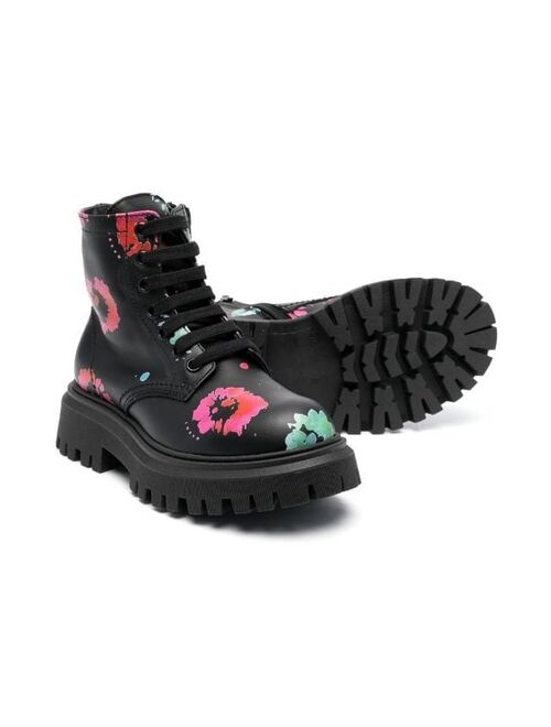 Marni Kids floral-print chunky-sole boots