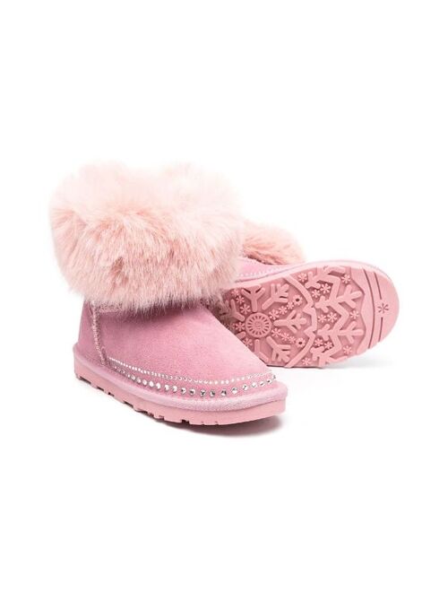 Monnalisa crystal-embellished fur-detail boots
