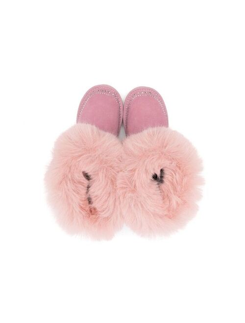 Monnalisa crystal-embellished fur-detail boots