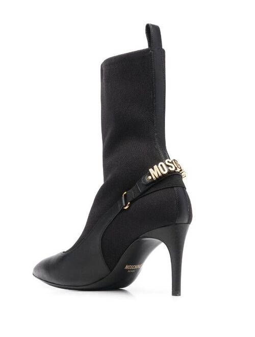 Moschino logo-lettering panelled boots