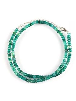 Shree_Narayani Green Onyx Necklace, 4-5mm Genuine Onyx Beaded Necklace, Green Stone Necklace, Green Onyx Necklace for Men and Women 18 Inch Necklace