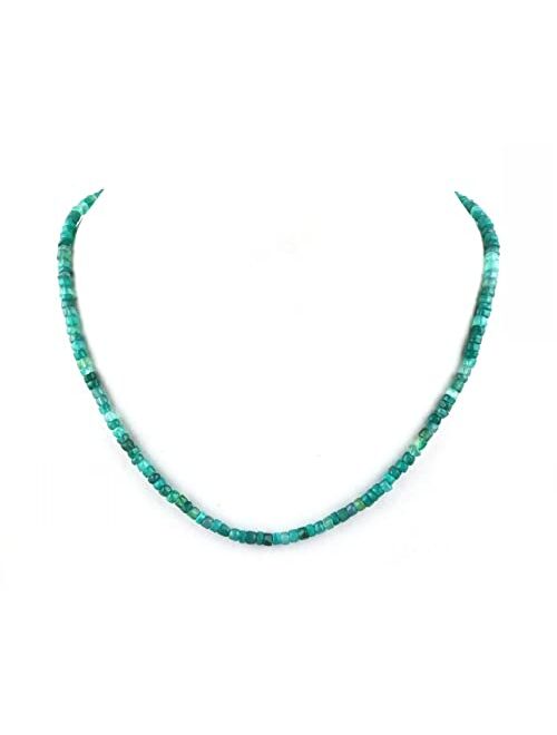 Shree_Narayani Green Onyx Necklace, 4-5mm Genuine Onyx Beaded Necklace, Green Stone Necklace, Green Onyx Necklace for Men and Women 18 Inch Necklace