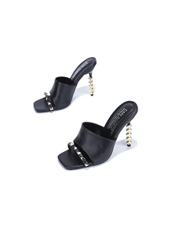 Kamile Sexy Stiletto High Heels for Women, Square Open Toe Shoes Heels
