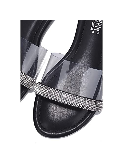 Cape Robbin Lovi Sandals Slides for Women, Clear Womens Mules Slip On Shoes