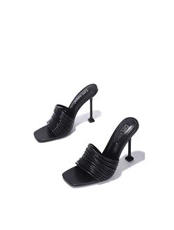Mexmon Sexy High Heels for Women, Strappy Shoes Heels with Square Open Toe