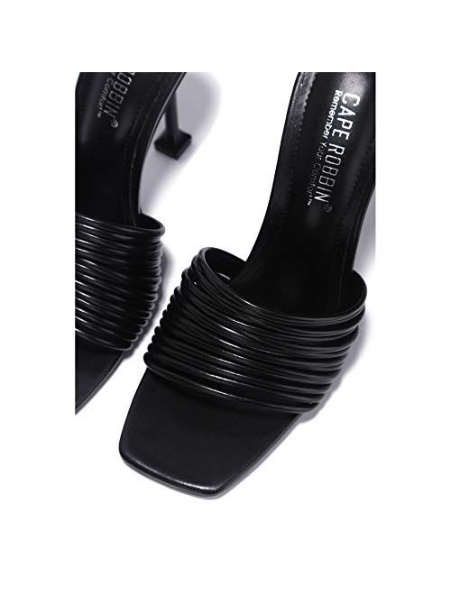 Cape Robbin Mexmon Sexy High Heels for Women, Strappy Shoes Heels with Square Open Toe