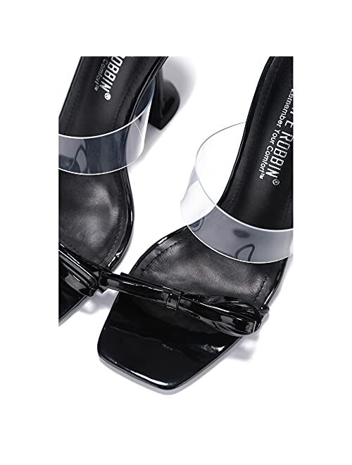 Cape Robbin Miska High Heels for Women, Transparent Strappy Open Toe Shoes Heels for Women