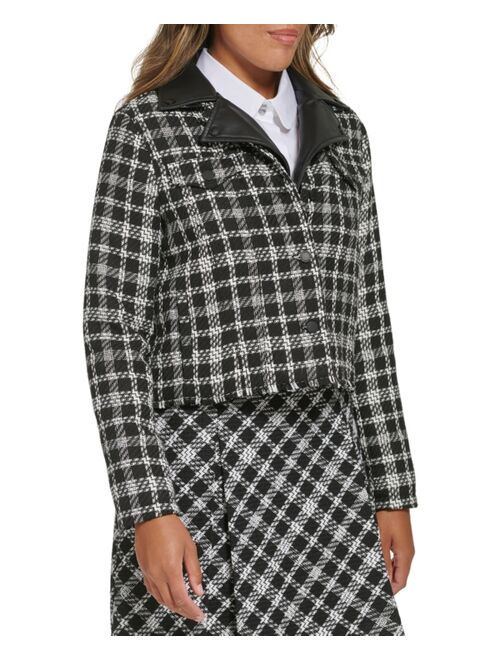 KARL LAGERFELD PARIS Women's Plaid Tweed Jacket