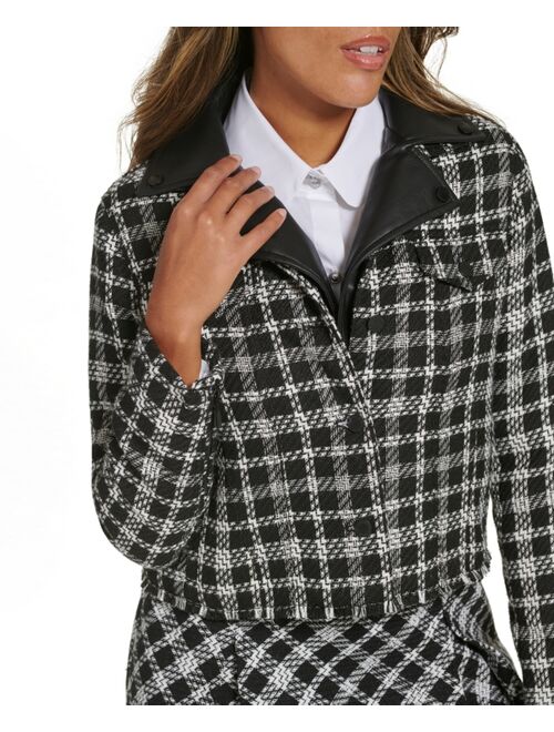KARL LAGERFELD PARIS Women's Plaid Tweed Jacket