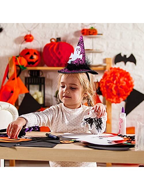 Unves Halloween Headband, Pumpkin Bat Halloween Headbands for Women Halloween Witch Hat Headbands Spider Web Headwear Costume Party Holiday Accessories Dress Up Gift Deco