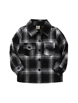 Adxsun Kids Toddler Boys Girls Plaid Flannel Shirt Long Sleeve Button Top Casual Fall/Winter Clothes 1-6T