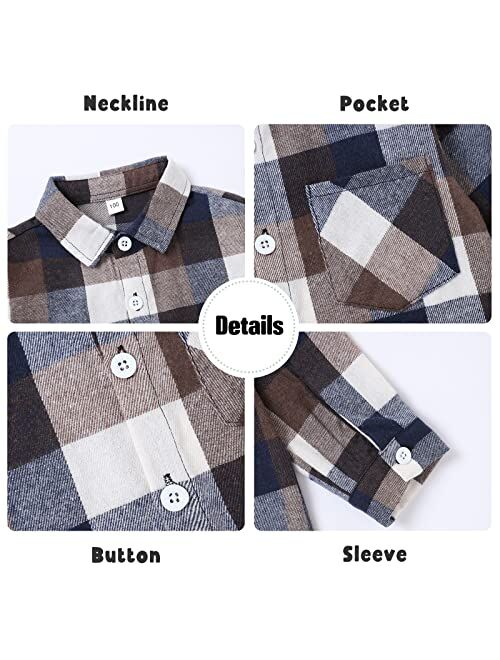 Fuermos Toddler Big Boys Girls Plaid Flannel Long Sleeve T-Shirt Family Matching Tops