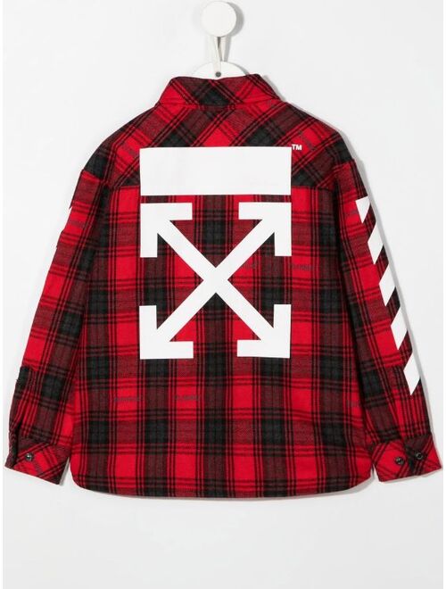 Off-White Kids logo-print flannel shirt