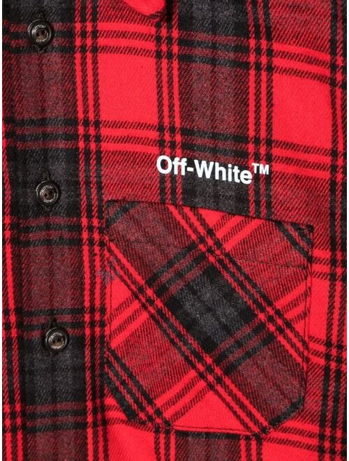 Off-White Kids logo-print flannel shirt
