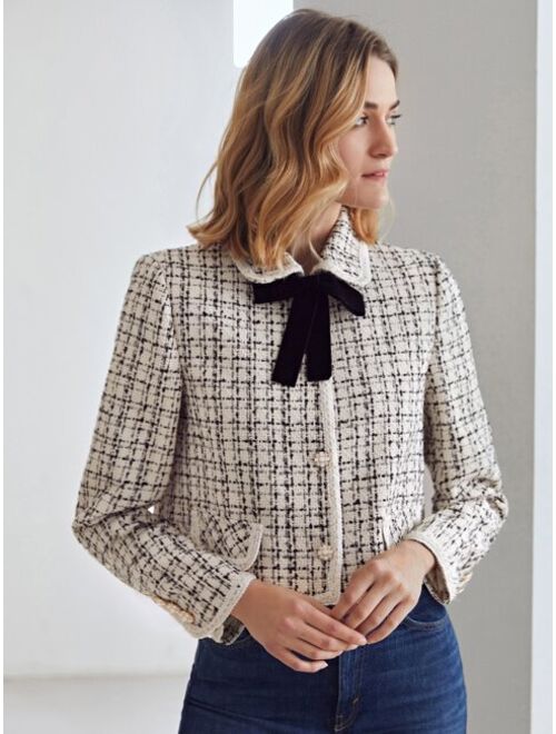 MOTF Premium Tweed Boxy Tie Overcoat