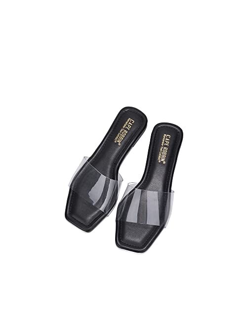 Cape Robbin Mariah Sandals Slides for Women, Clear Womens Mules Slip On Shoes
