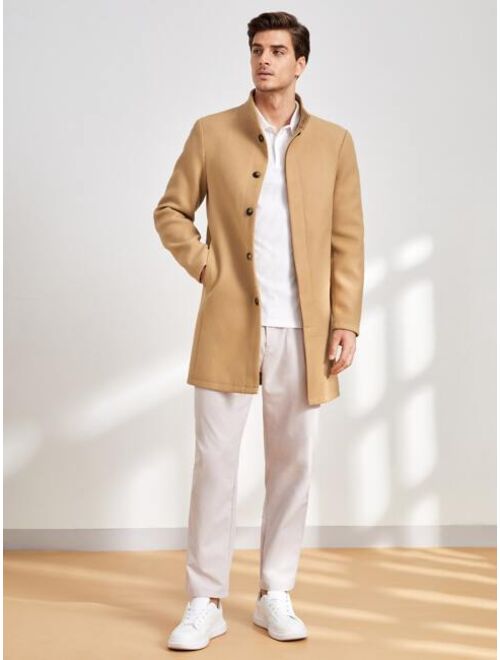 Manfinity Men Slant Pockets Button Up Overcoat