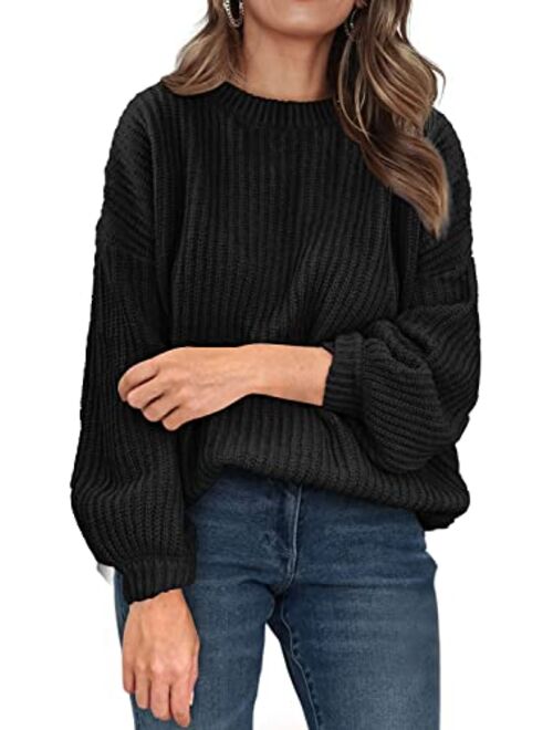 PRETTYGARDEN Women's Fashion Sweater Long Sleeve Casual Ribbed Knit Winter Clothes Pullover Sweaters Blouse Top