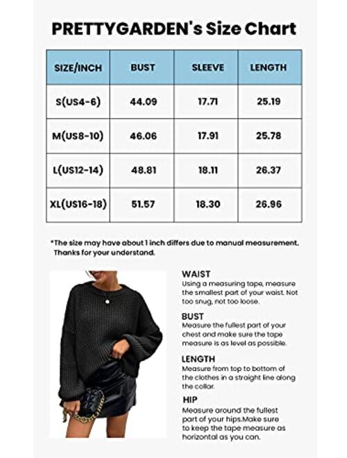 PRETTYGARDEN Women's Fashion Sweater Long Sleeve Casual Ribbed Knit Winter Clothes Pullover Sweaters Blouse Top