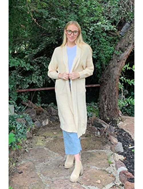 LILLUSORY Womens Long Cardigans Sweaters 2022 Fall Oversized Slouchy Knit Chunky Open Front Sweater Coat with Pockets