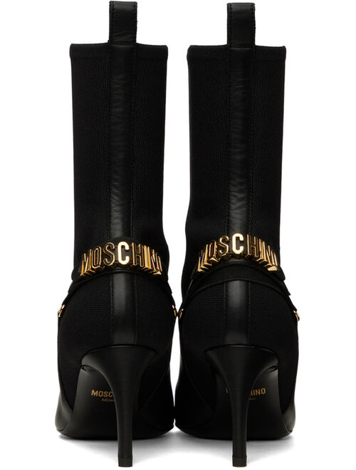 MOSCHINO Black Logo Ankle Boots