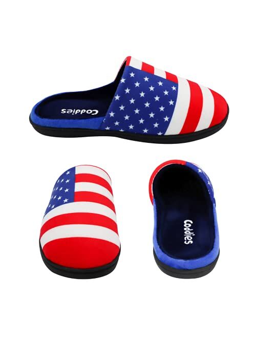 Coddies USA Flag Slippers | Patriotic American House Shoes | Funny Novelty Gift for Men, Women & Kids | US Slippers | Great Present for The Whole Family