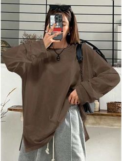 Split Hem Drop Shoulder Tee