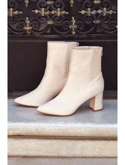 Walder Light Nude Suede Pointed-Toe Booties