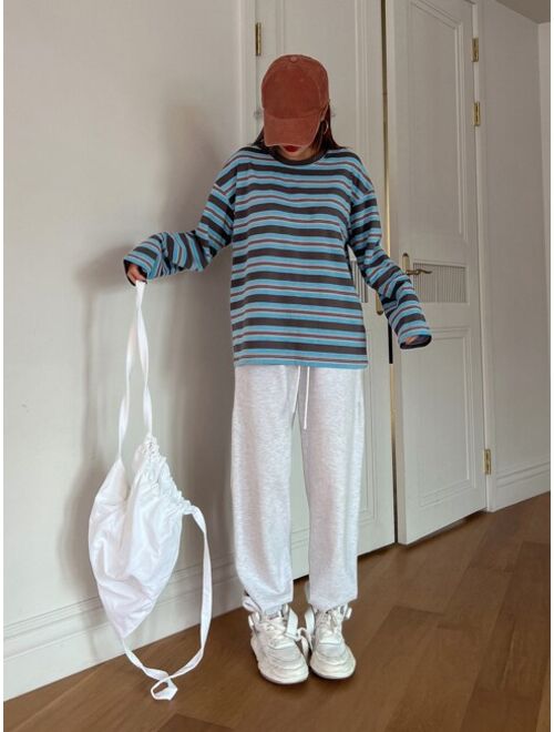 DAZY Block Striped Drop Shoulder Tee