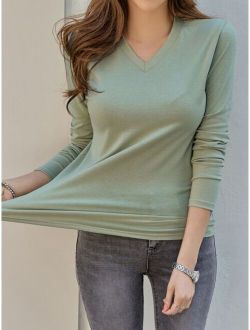 Solid V Neck Tee