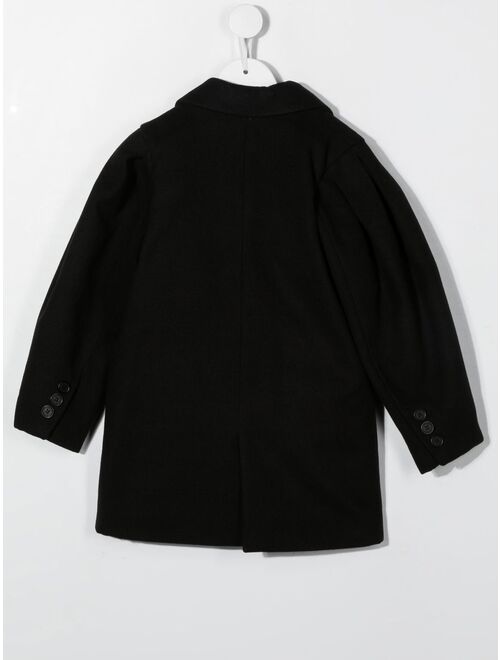 MSGM Kids logo-patch double-breasted peacoat