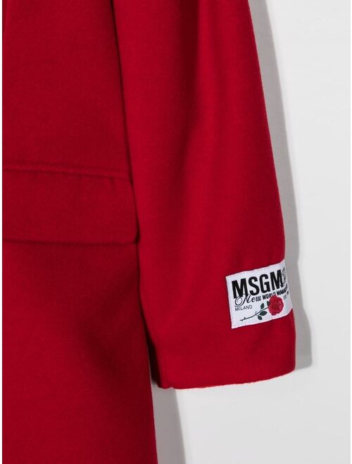 MSGM Kids logo-patch double-breasted peacoat