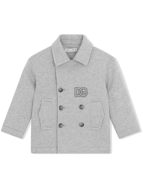 Dolce & Gabbana Kids double-breasted logo-patch coat