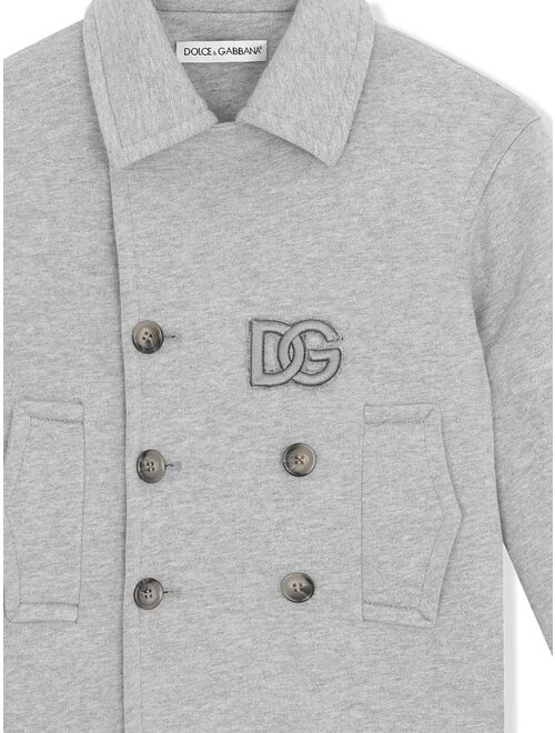 Dolce & Gabbana Kids double-breasted logo-patch coat