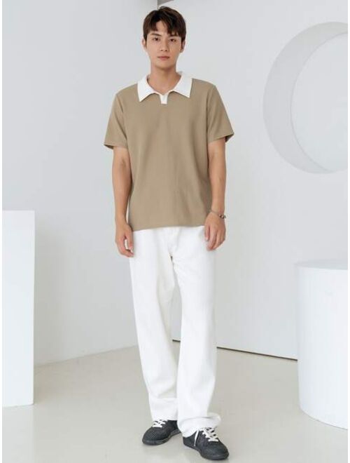 DAZY Men Contrast Collar Polo Shirt