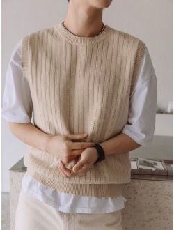 Men Round Neck Sweater Vest Without Tee