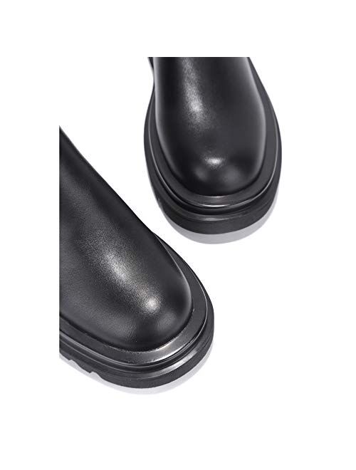 Cape Robbin Vegas Chelsea Boots for Women, Womens Mid Calf Booties with Chunky Block Heels