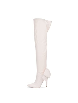 Bonus Over The Knee Boots with Bow, Stiletto Pointy Toe Thigh High Fashion Dress Boots for Women