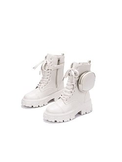 Monalisa Combat Boots for Women, Platform Boots with Chunky Block Heels, Womens High Tops Boots