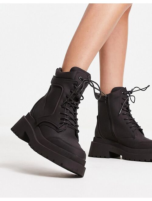 River Island padded moto boots in black