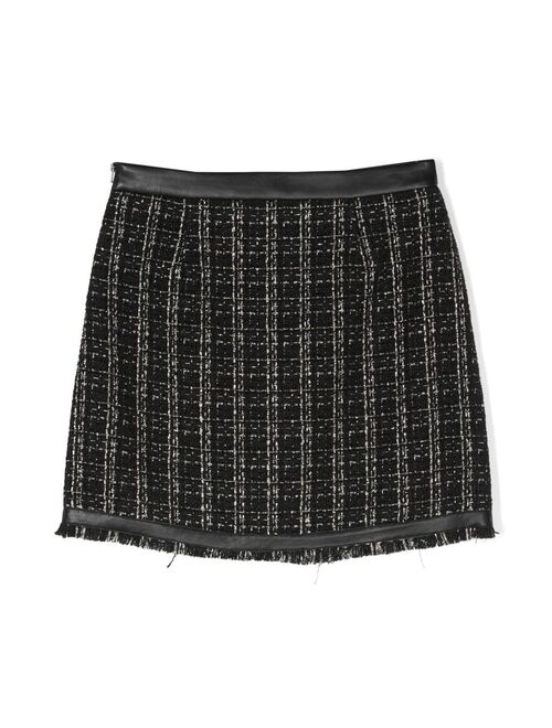 TWINSET Kids chain-link detail tweed skirt