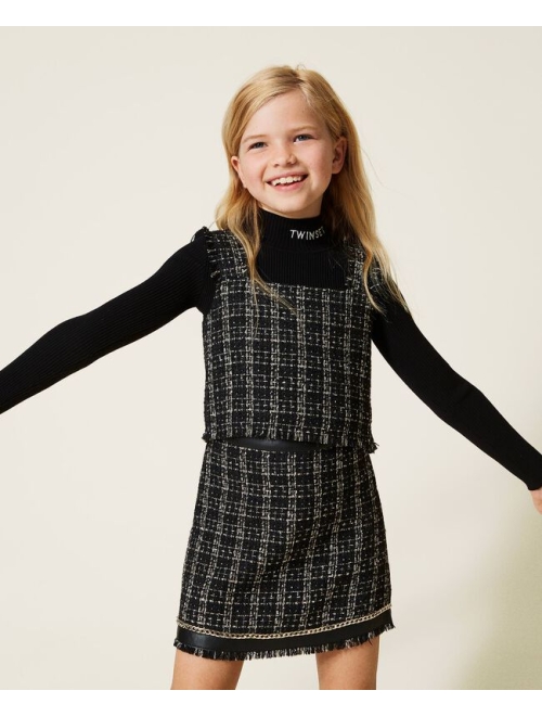 TWINSET Kids chain-link detail tweed skirt