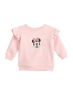 Disney/Jumping Beans Baby Girl Disney Minnie Mouse Ruffle Shoulder Graphic Sweatshirt by Jumping Beans'