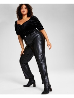 Trendy Plus Size Faux-Leather Pants