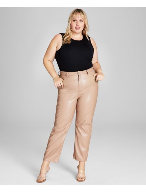 AND NOW THIS Trendy Plus Size Faux-Leather Pants