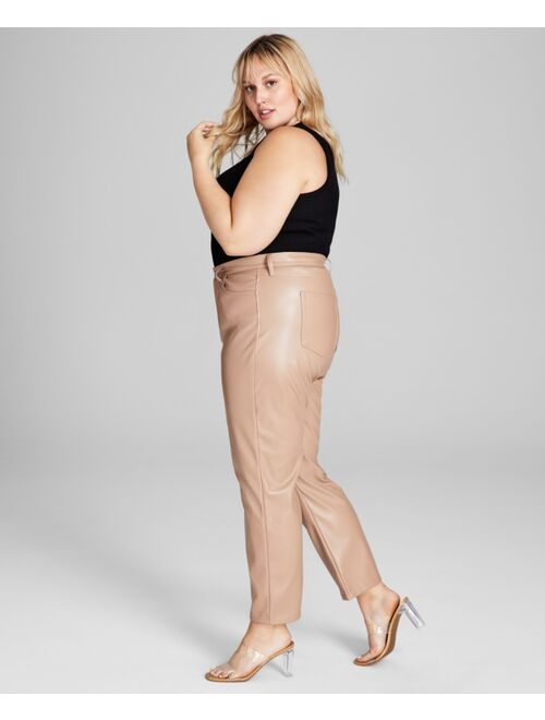 AND NOW THIS Trendy Plus Size Faux-Leather Pants